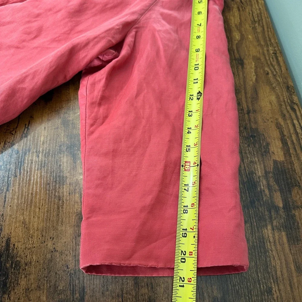 J. Jill Jacket Womens XL Coral Red Silk Linen Blend Button Front Drawstring Back - Picture 10 of 11